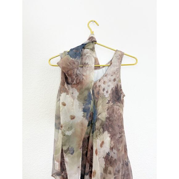 Vintage City Triangles Fairy Floral Neck Scarf Mini Dress Size Small Y2K 90s - Picture 8 of 10